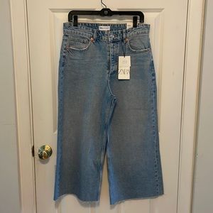 NWT Zara Wide Leg Cropped Denim